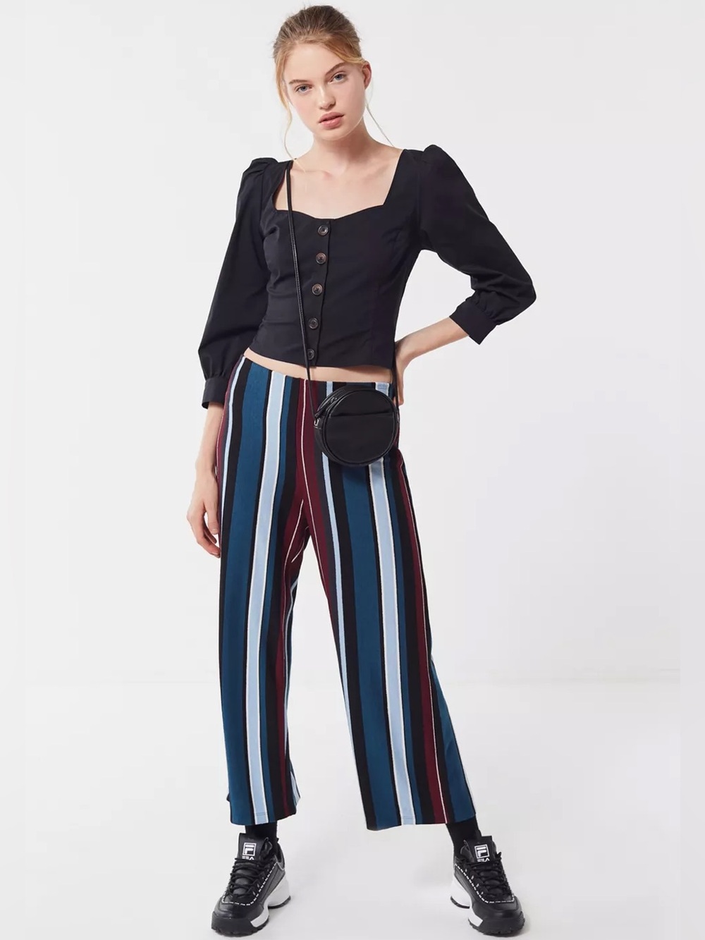 Urban Outfitters Ant Knit Cropped Pants Vertical Stripped Wide Leg Pant Medium